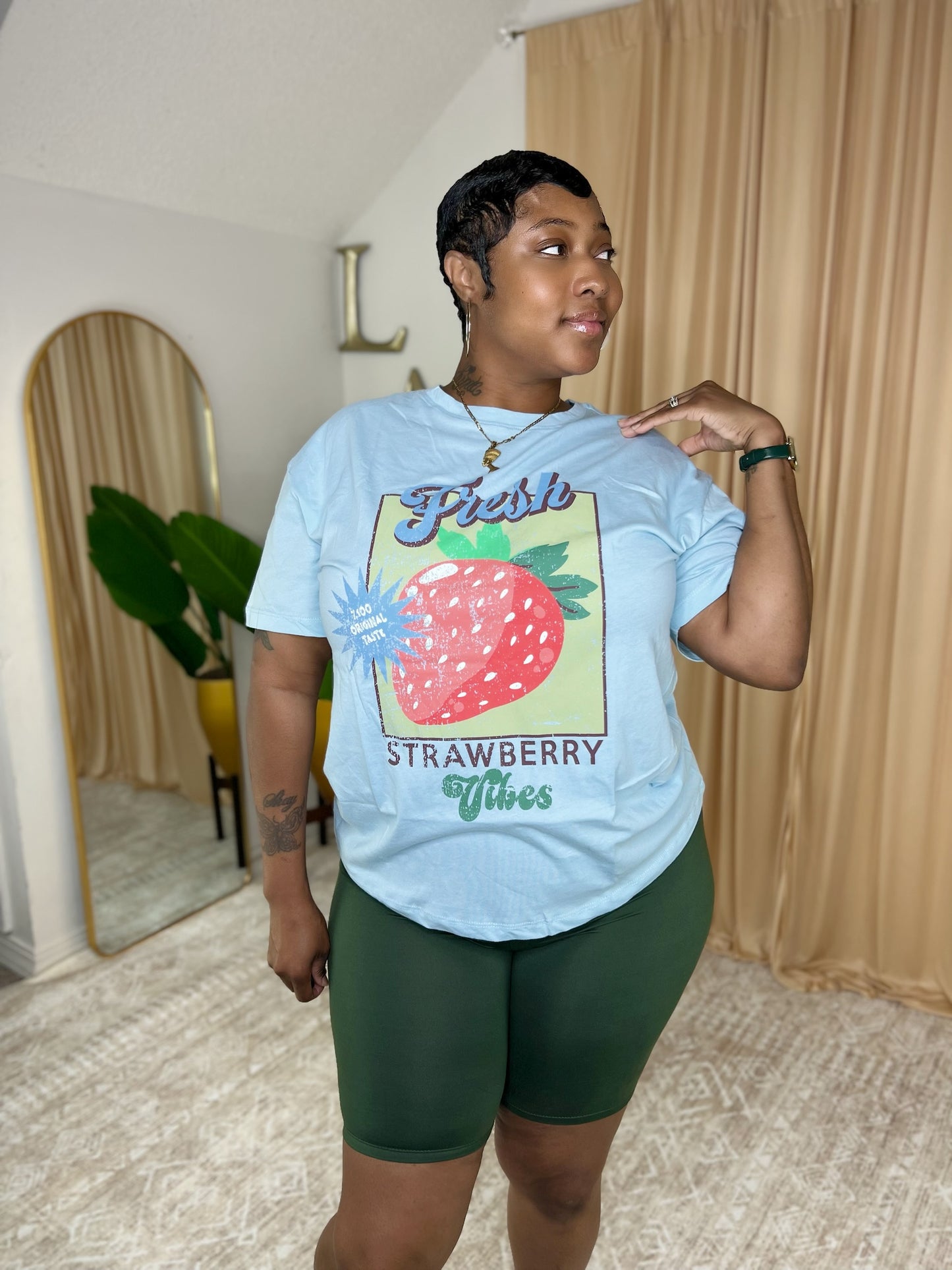 Strawberry Tee (Pastel Blue)